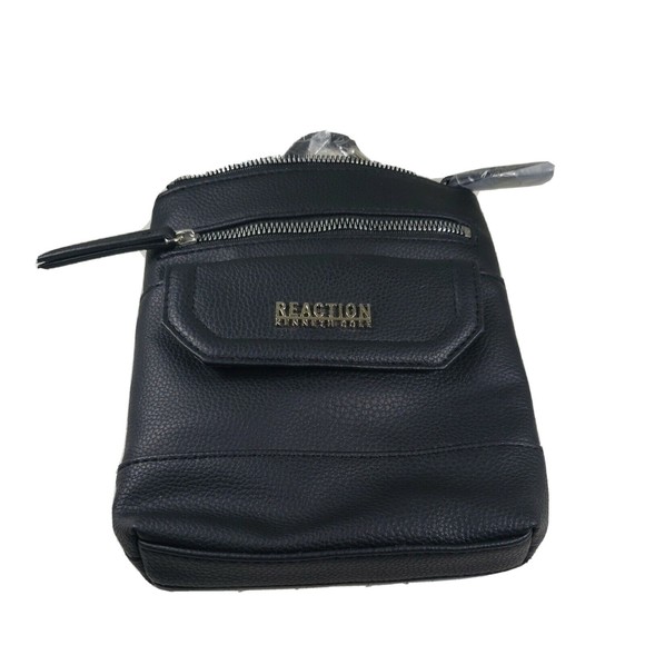 Kenneth Cole Gabriella Mini Crossbody  8” X 7” Zipper Top Pouch Snap Pouch Black - Picture 1 of 12